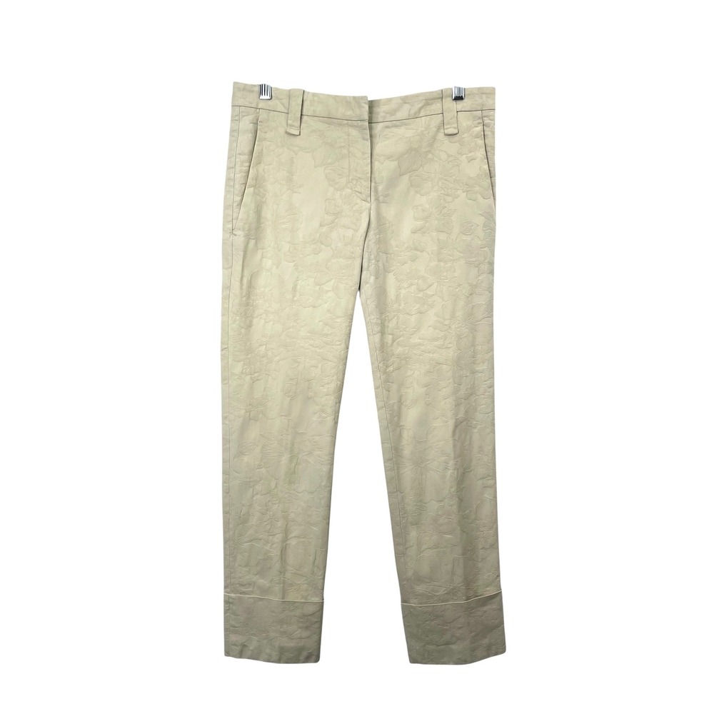 Brunello Cucinelli floral jacquard cropped pants Size 8 cream
